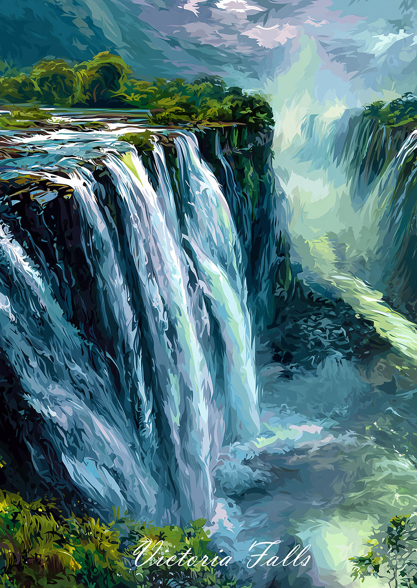 Dramatic Art of Victoria Falls Canvas Print & Poster Wall Art - AI PRINT LAB